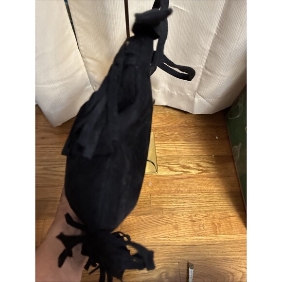 Black Fringe Boho Western Purse Shoulder Handbag 2 straps Faux Suede Belt - Picture 10 of 16